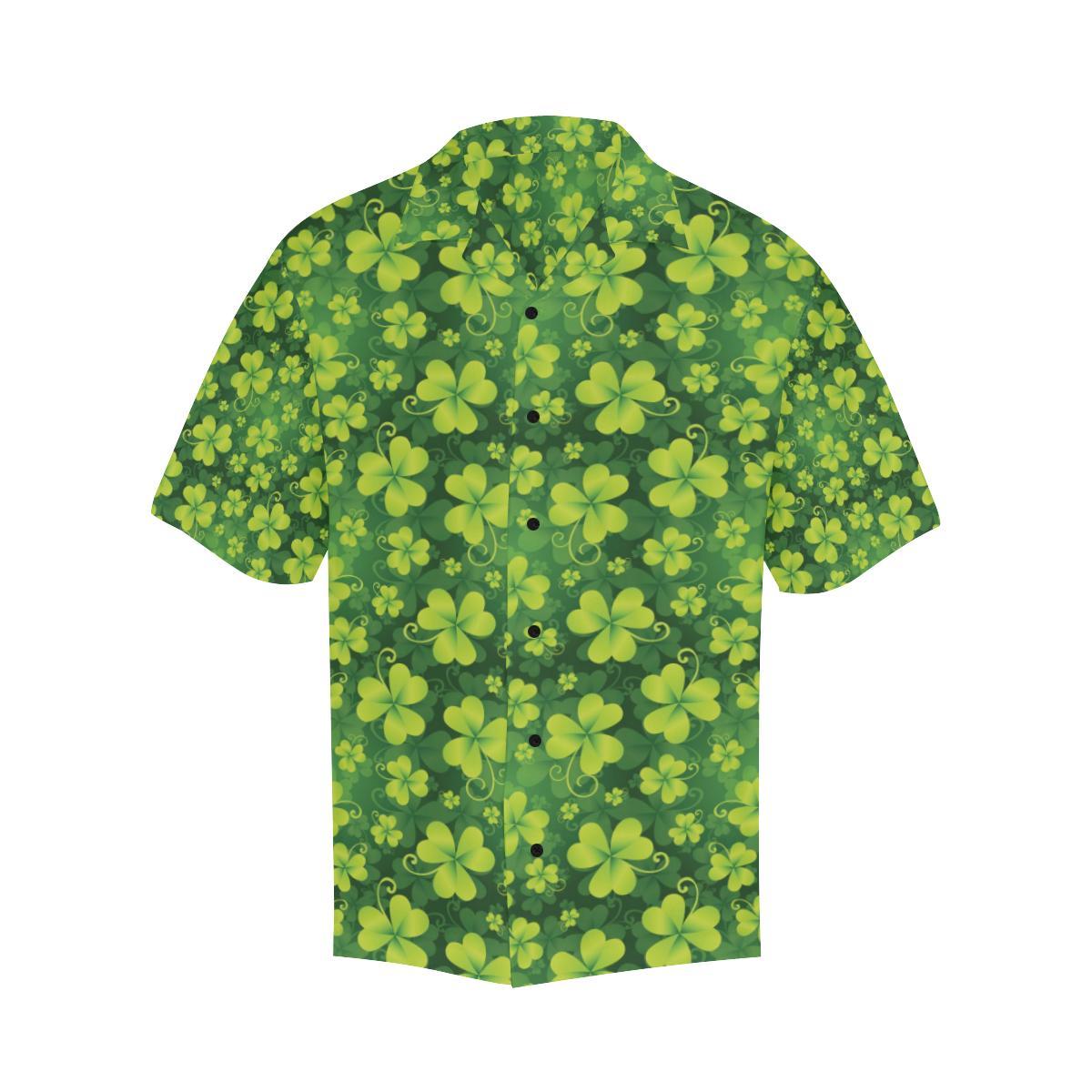 Shamrock Clover Print Men Aloha Hawaiian Shirt
