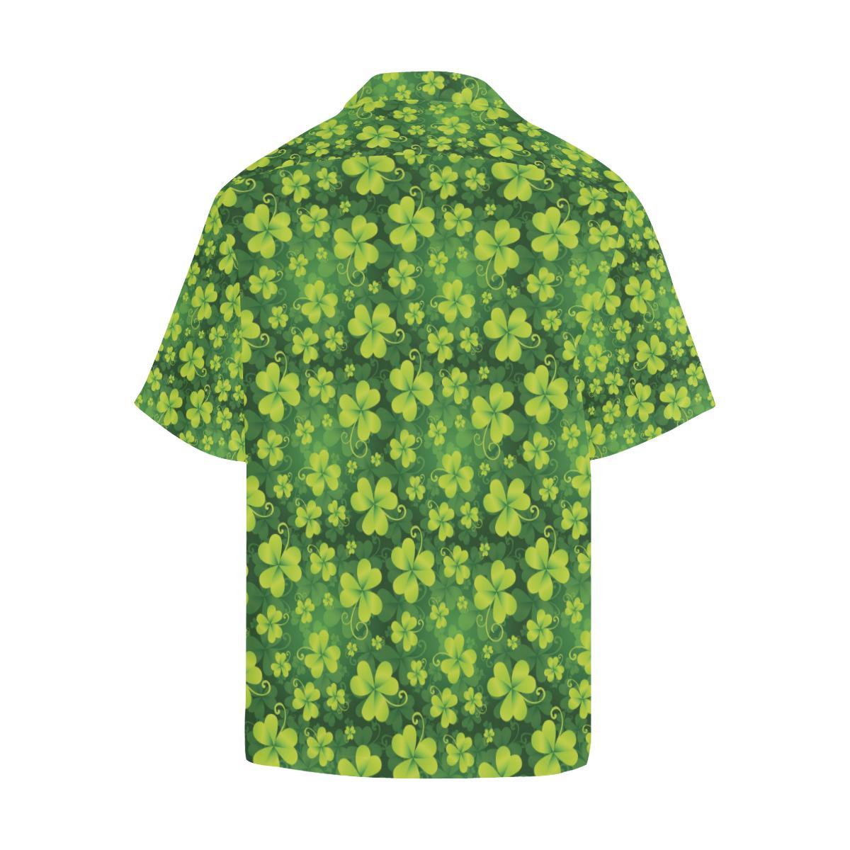 Shamrock Clover Print Men Aloha Hawaiian Shirt