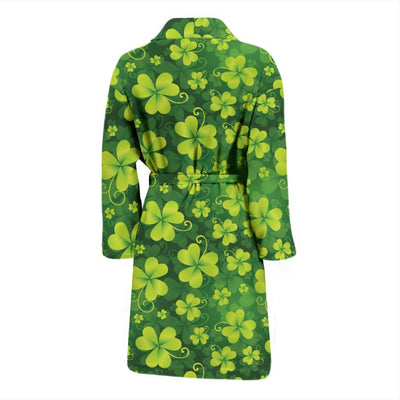 Shamrock Clover Print Men Bath Robe-JTAMIGO.COM