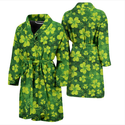 Shamrock Clover Print Men Bath Robe-JTAMIGO.COM