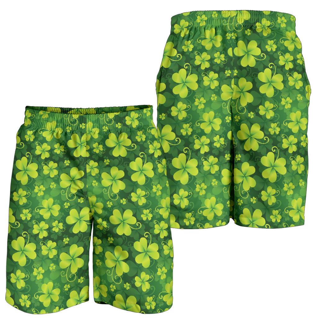 Shamrock Clover Print Mens Shorts-JTAMIGO.COM