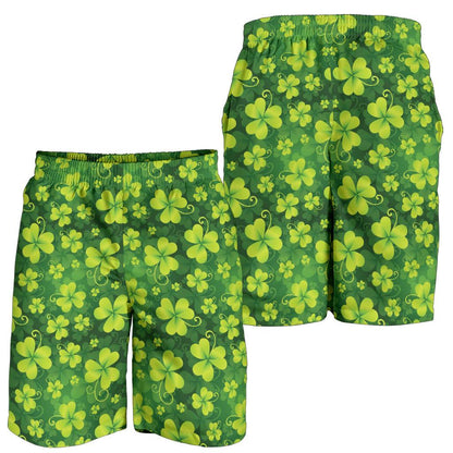 Shamrock Clover Print Mens Shorts-JTAMIGO.COM