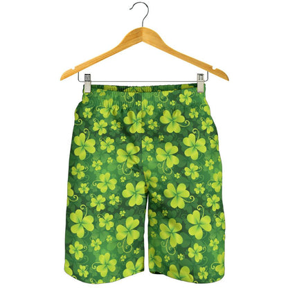Shamrock Clover Print Mens Shorts-JTAMIGO.COM