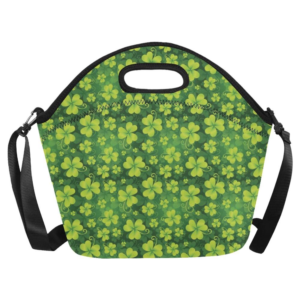 Shamrock Clover Print Neoprene Lunch Bag (Model 1669)(Large)-JTAMIGO.COM