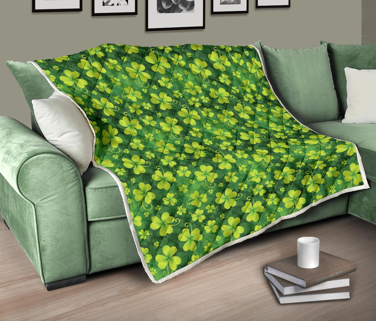 Shamrock Clover Print Premium Quilt-JTAMIGO.COM