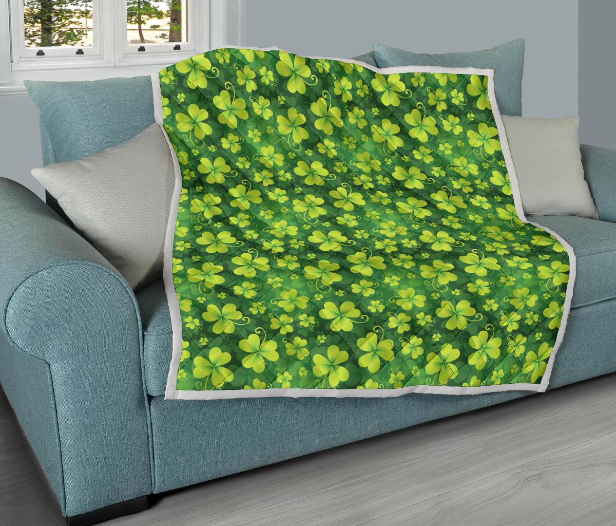 Shamrock Clover Print Premium Quilt-JTAMIGO.COM