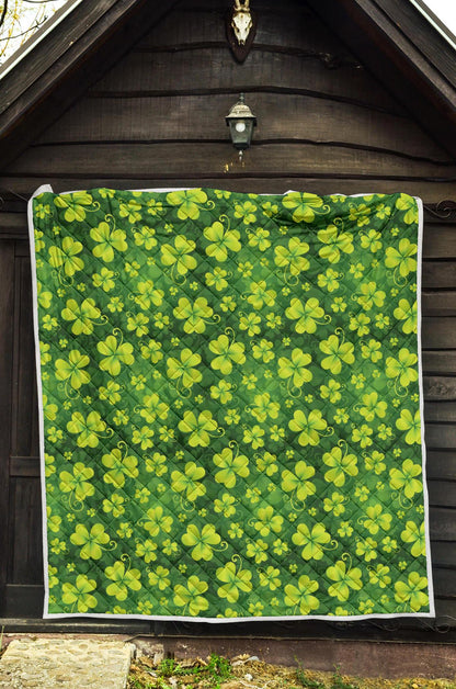 Shamrock Clover Print Premium Quilt-JTAMIGO.COM
