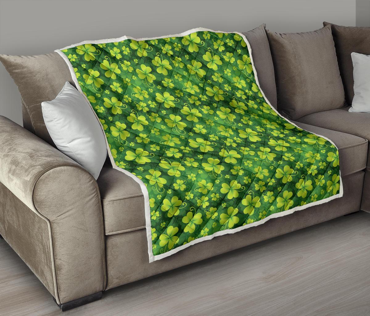 Shamrock Clover Print Premium Quilt-JTAMIGO.COM