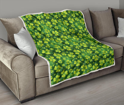 Shamrock Clover Print Premium Quilt-JTAMIGO.COM
