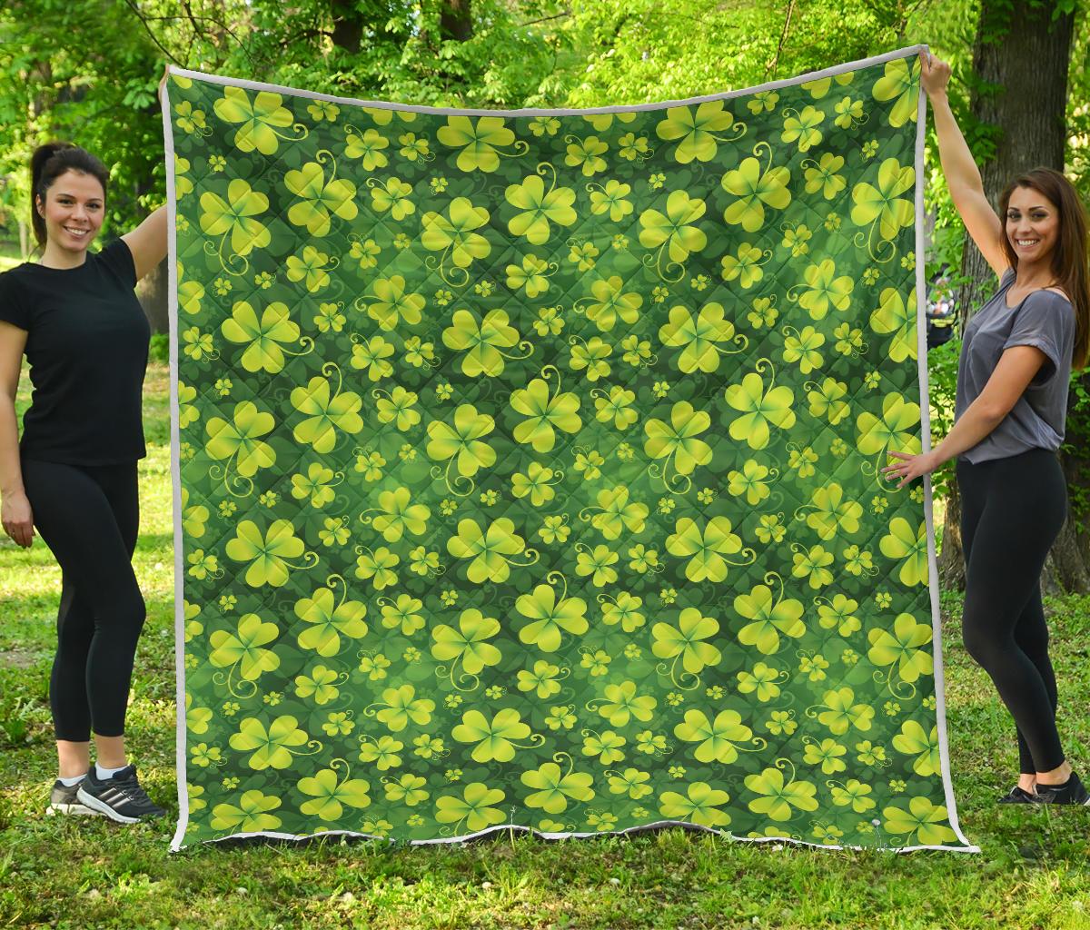 Shamrock Clover Print Premium Quilt-JTAMIGO.COM