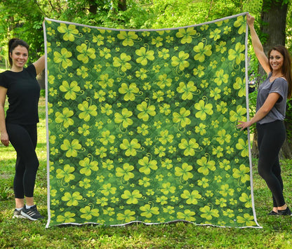 Shamrock Clover Print Premium Quilt-JTAMIGO.COM