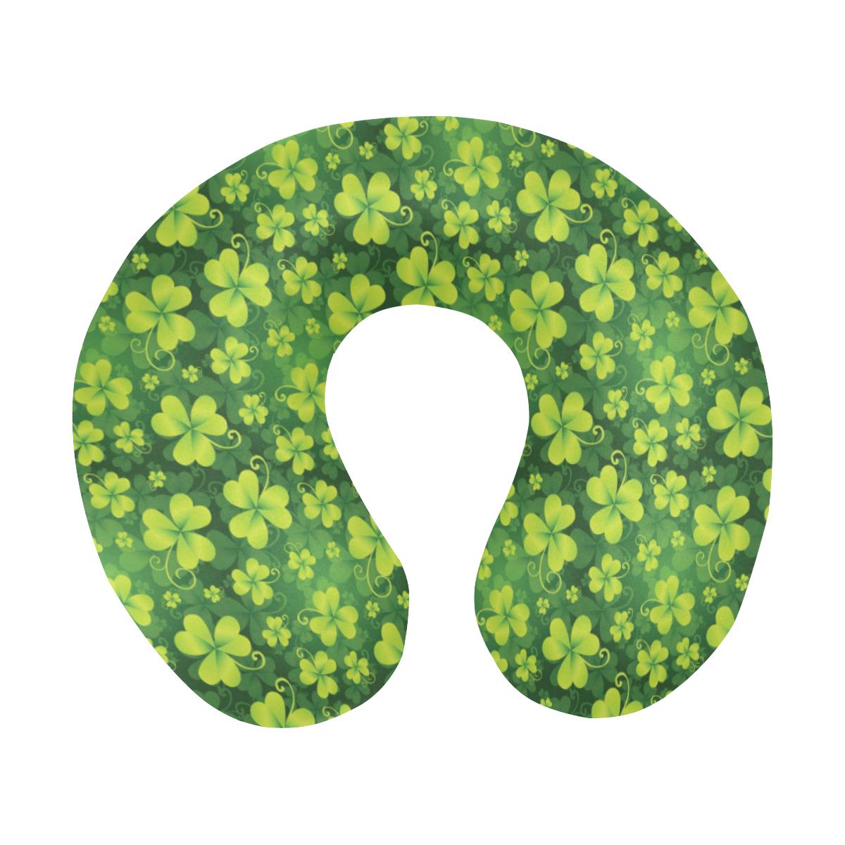 Shamrock Clover Print U-Shaped Travel Neck Pillow-JTAMIGO.COM