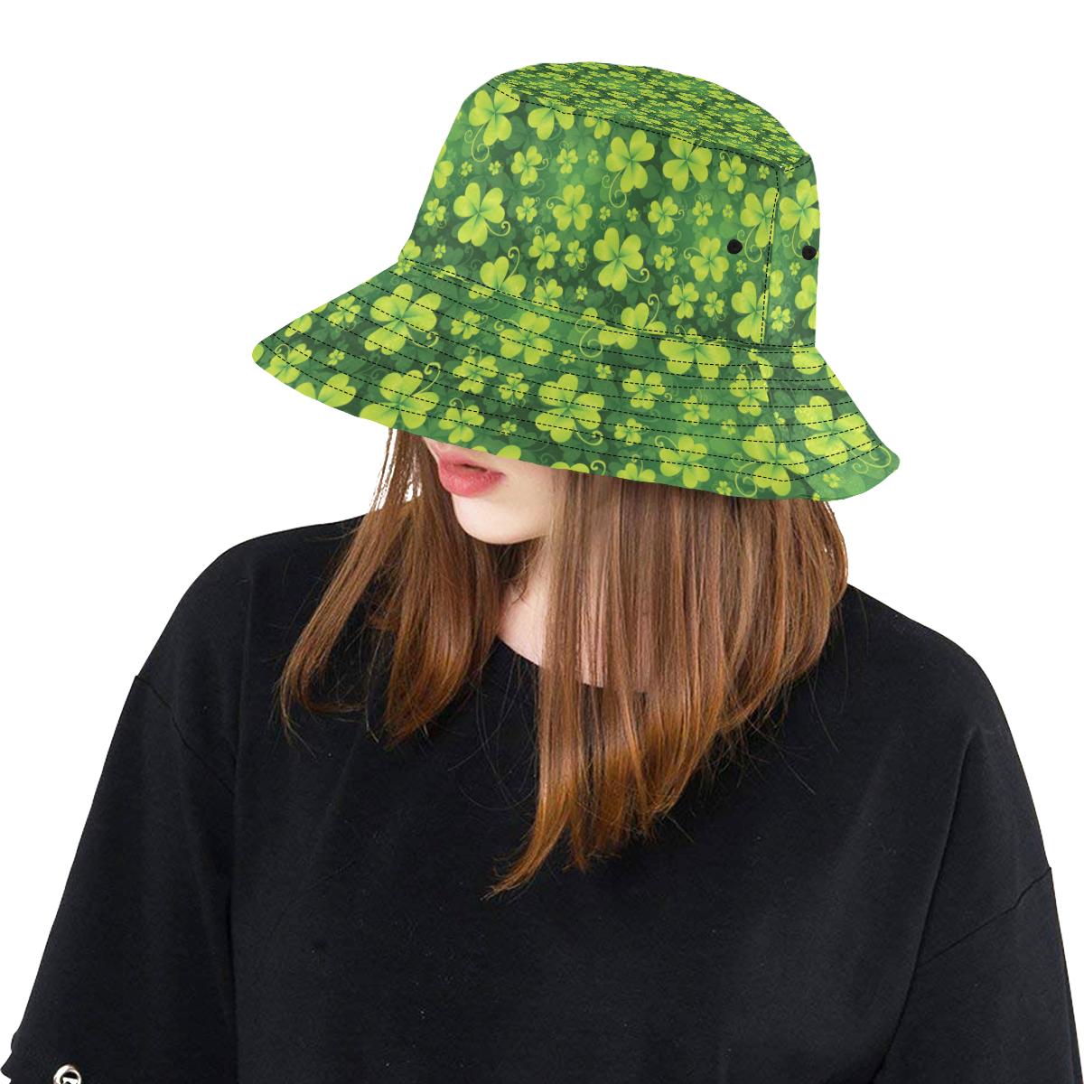 Shamrock Clover Print Unisex Bucket Hat