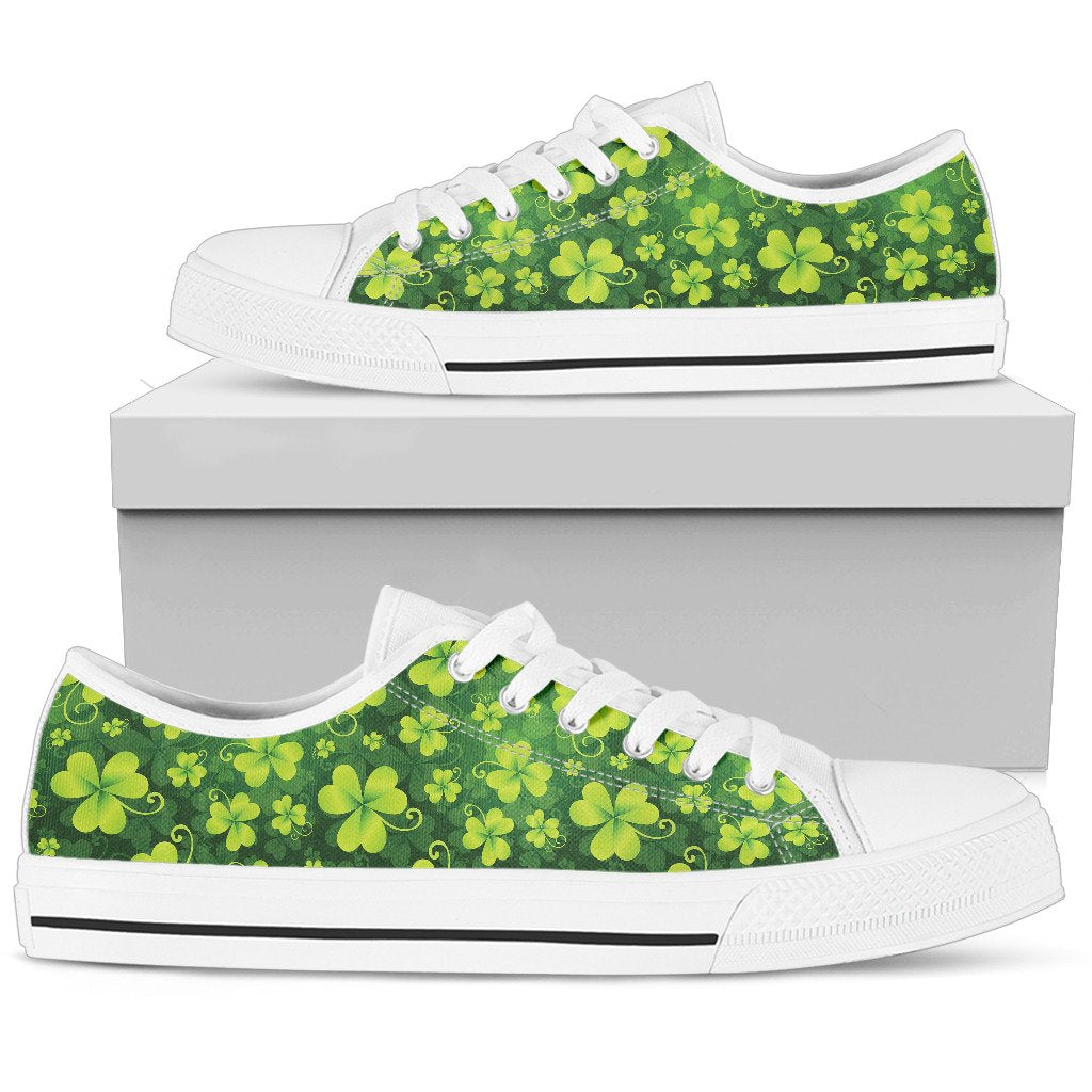 Shamrock Clover Print Women Low Top Shoes-JTAMIGO.COM
