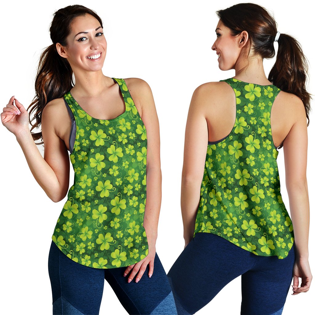 Shamrock Clover Print Women Racerback Tank Top