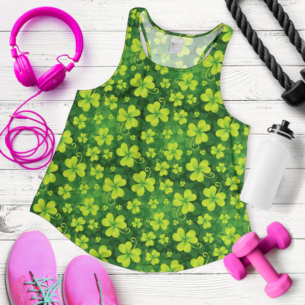 Shamrock Clover Print Women Racerback Tank Top