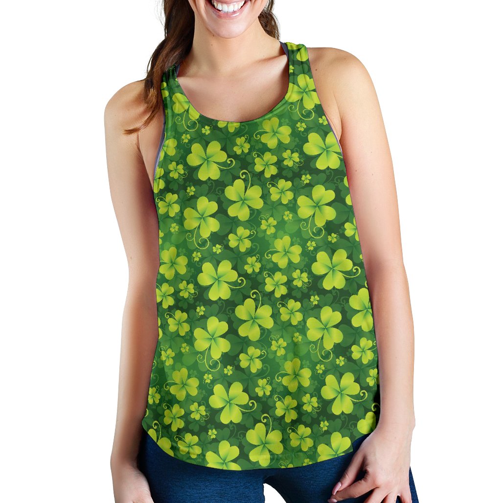 Shamrock Clover Print Women Racerback Tank Top