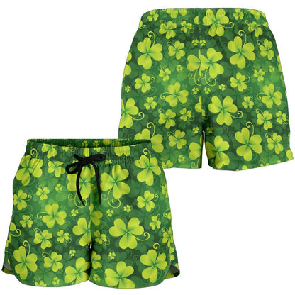 Shamrock Clover Print Women Shorts-JTAMIGO.COM