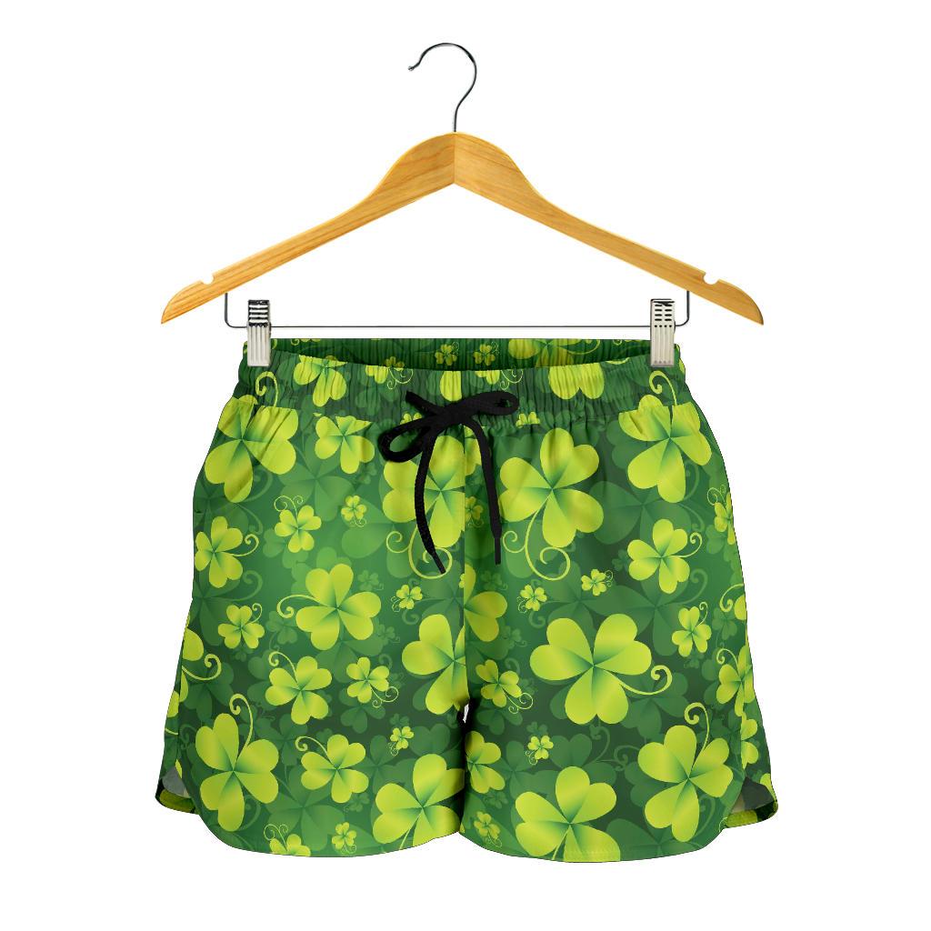 Shamrock Clover Print Women Shorts-JTAMIGO.COM