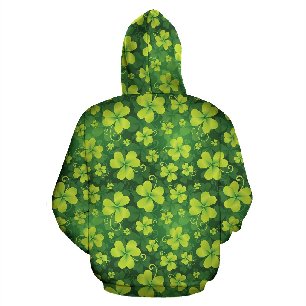 Shamrock Clover Print Zip Up Hoodie