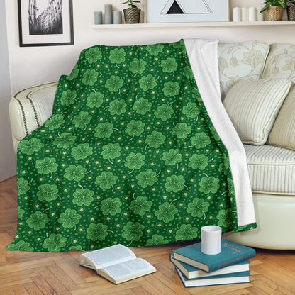 Shamrock Design Print Fleece Blanket