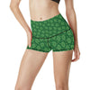 Shamrock Design Print High Waisted Spandex Shorts-JTAMIGO.COM