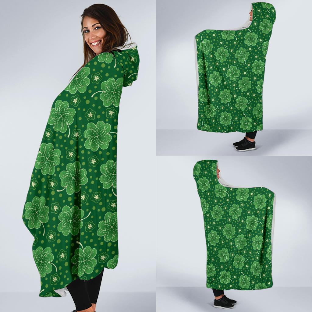 Shamrock Design Print Hooded Blanket-JTAMIGO.COM