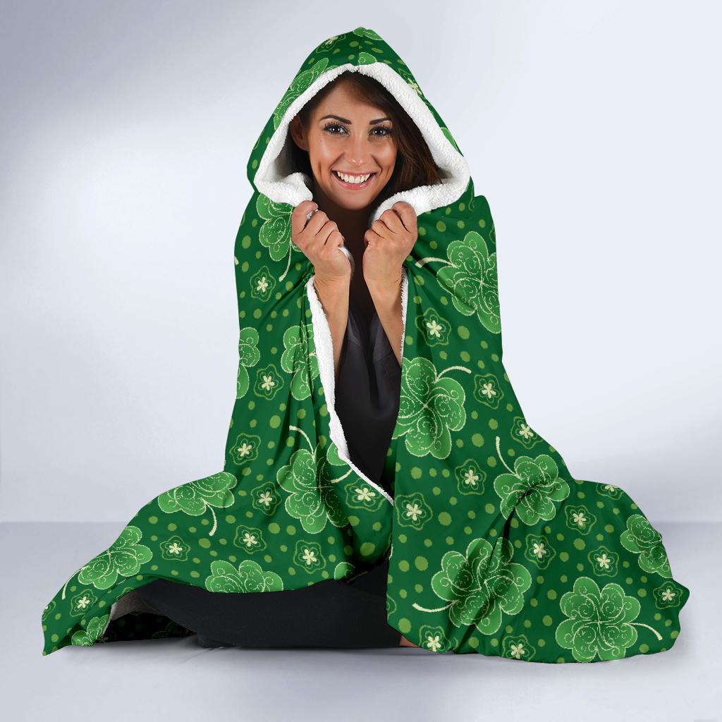 Shamrock Design Print Hooded Blanket-JTAMIGO.COM