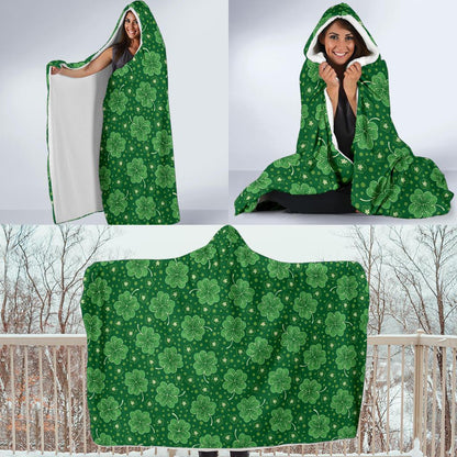 Shamrock Design Print Hooded Blanket-JTAMIGO.COM