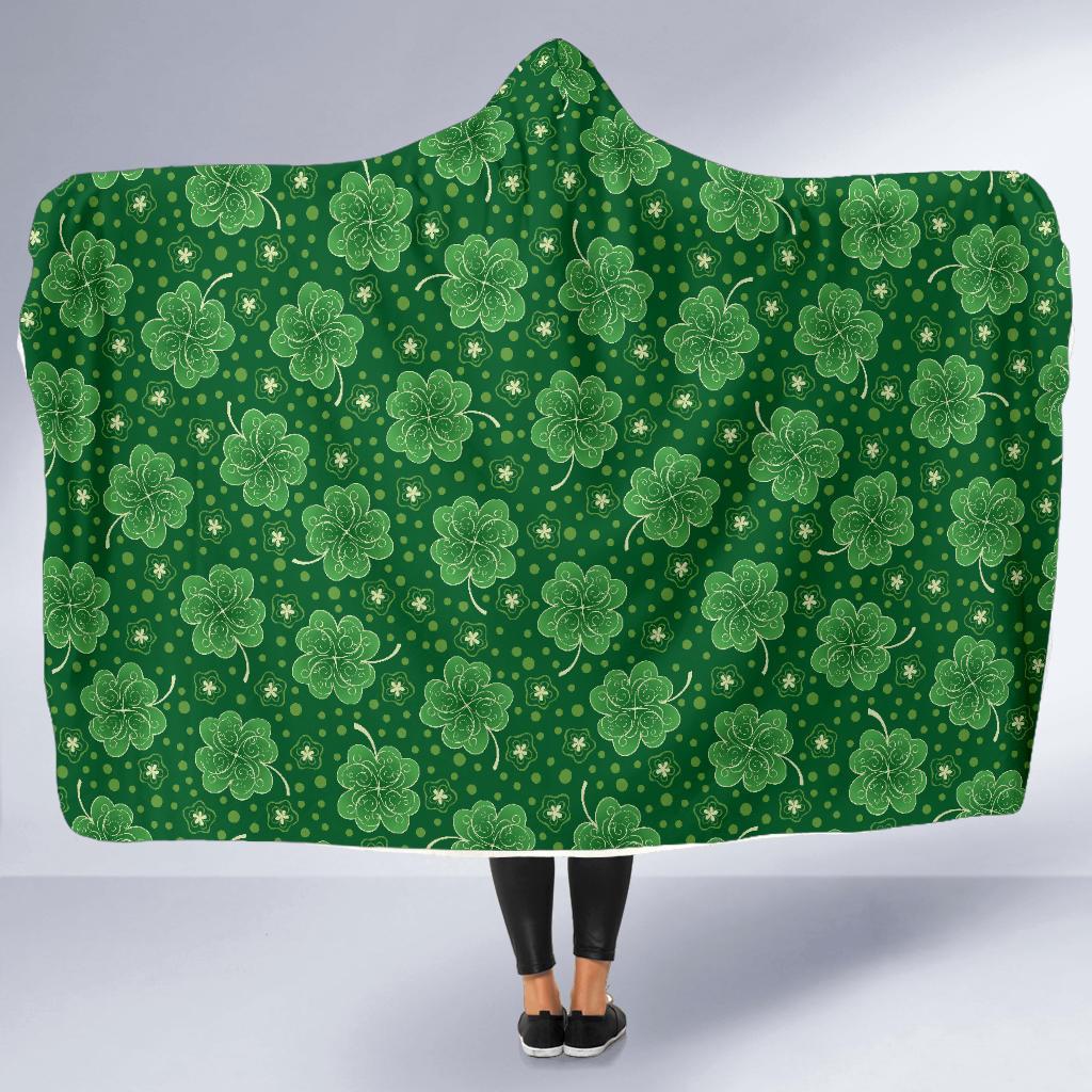 Shamrock Design Print Hooded Blanket-JTAMIGO.COM