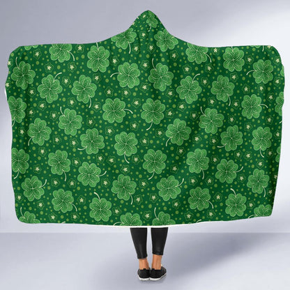 Shamrock Design Print Hooded Blanket-JTAMIGO.COM