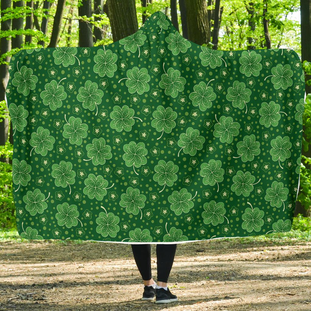 Shamrock Design Print Hooded Blanket-JTAMIGO.COM