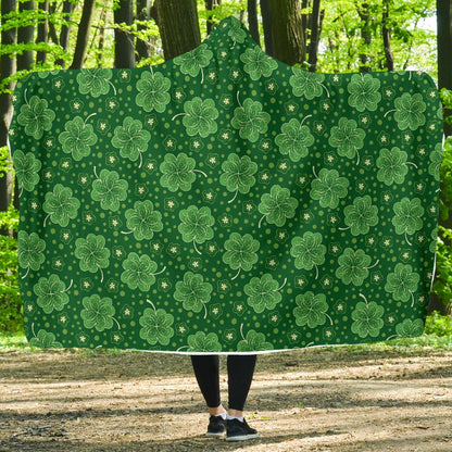 Shamrock Design Print Hooded Blanket-JTAMIGO.COM