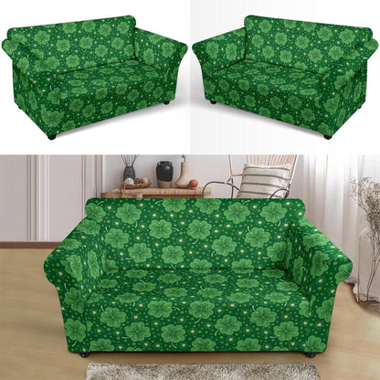 Shamrock Design Print Loveseat Slipcover-JTAMIGO.COM