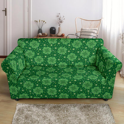 Shamrock Design Print Loveseat Slipcover-JTAMIGO.COM