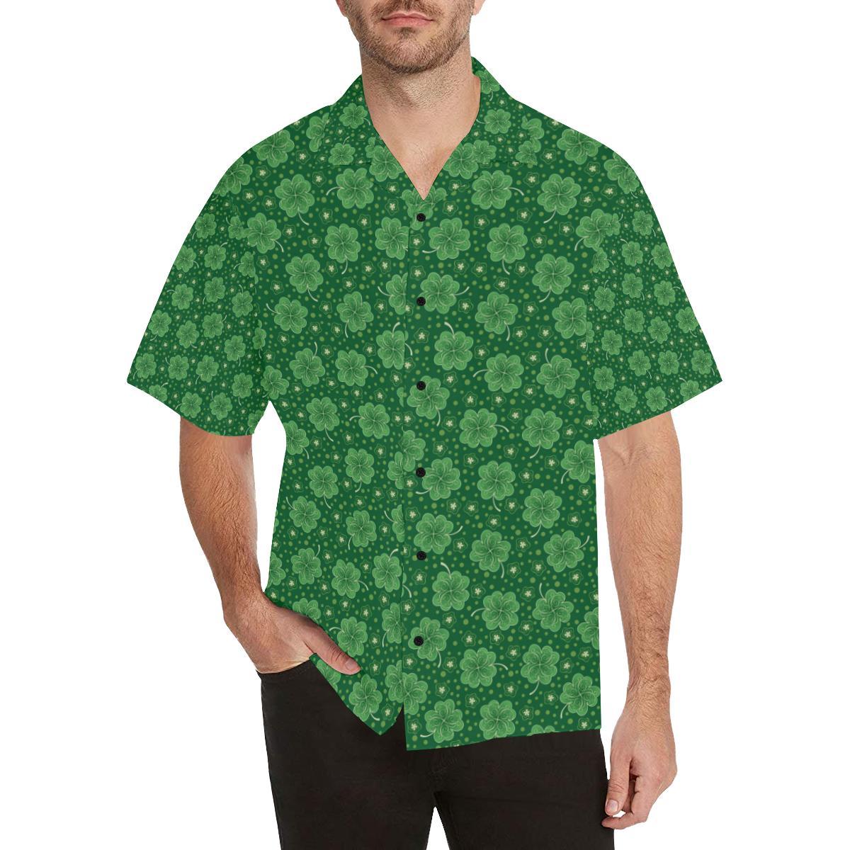 Shamrock Design Print Men Aloha Hawaiian Shirt