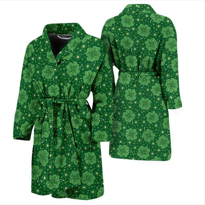 Shamrock Design Print Men Bath Robe-JTAMIGO.COM