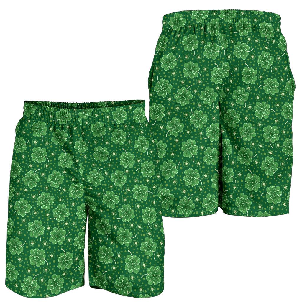 Shamrock Design Print Mens Shorts-JTAMIGO.COM