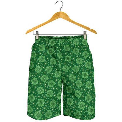 Shamrock Design Print Mens Shorts-JTAMIGO.COM