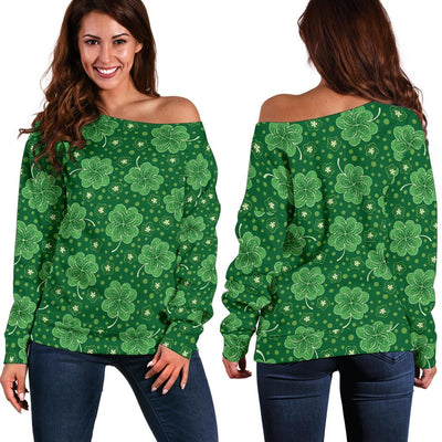 Shamrock Design Print Off Shoulder Sweatshirt