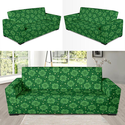 Shamrock Design Print Sofa Slipcover-JTAMIGO.COM