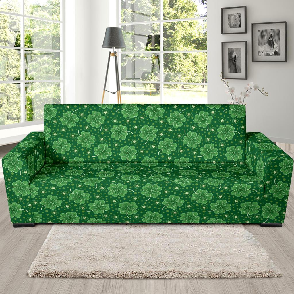 Shamrock Design Print Sofa Slipcover-JTAMIGO.COM