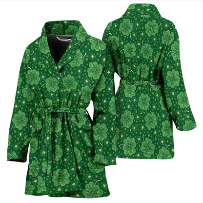Shamrock Design Print Women Bath Robe-JTAMIGO.COM