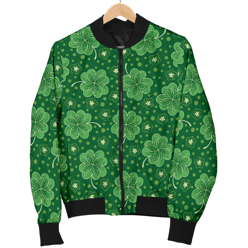 Shamrock Design Print Women Casual Bomber Jacket