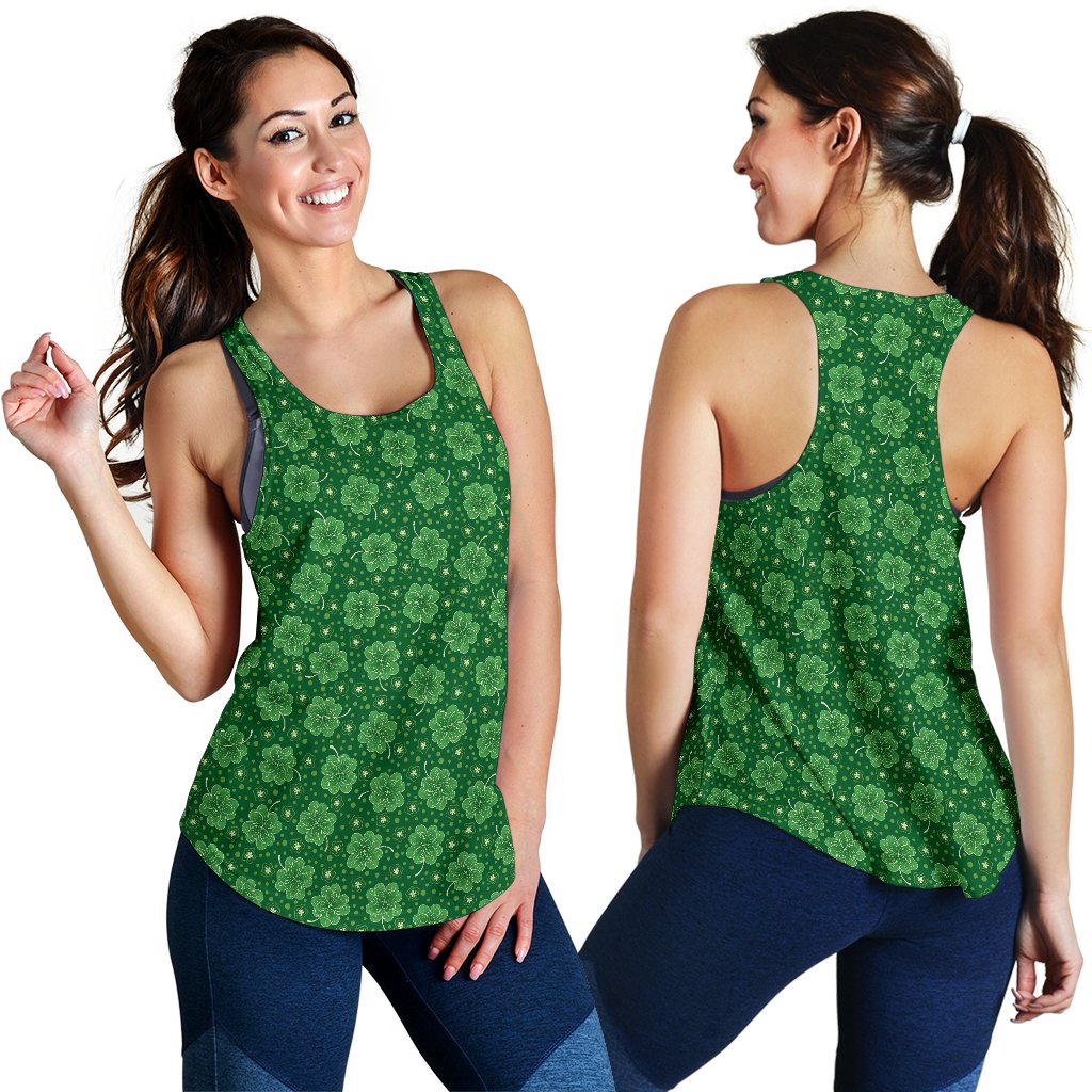 Shamrock Design Print Women Racerback Tank Top