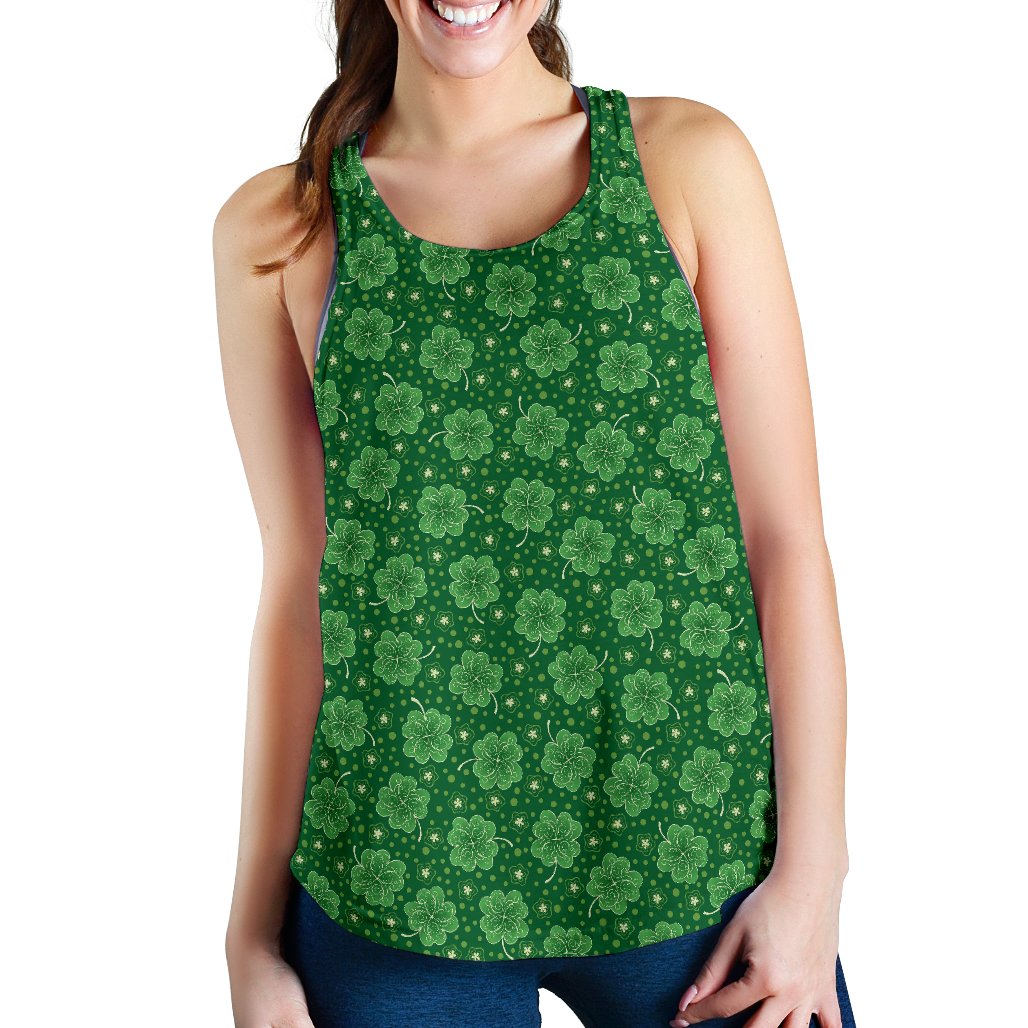 Shamrock Design Print Women Racerback Tank Top