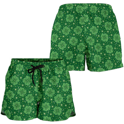 Shamrock Design Print Women Shorts-JTAMIGO.COM
