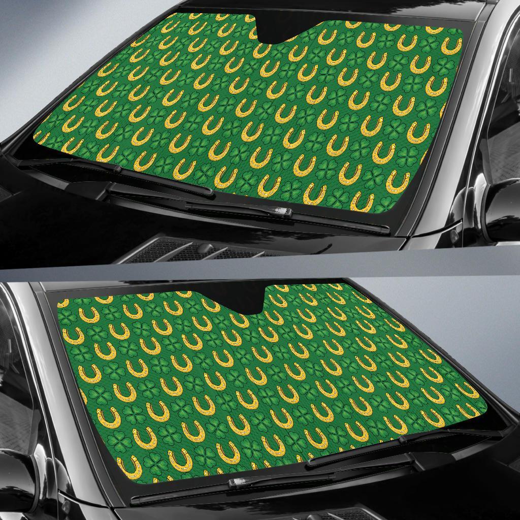 Shamrock Horseshoes Print Pattern Car Sun Shade For Windshield