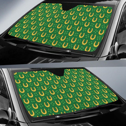 Shamrock Horseshoes Print Pattern Car Sun Shade For Windshield