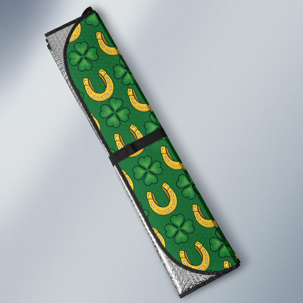 Shamrock Horseshoes Print Pattern Car Sun Shade For Windshield